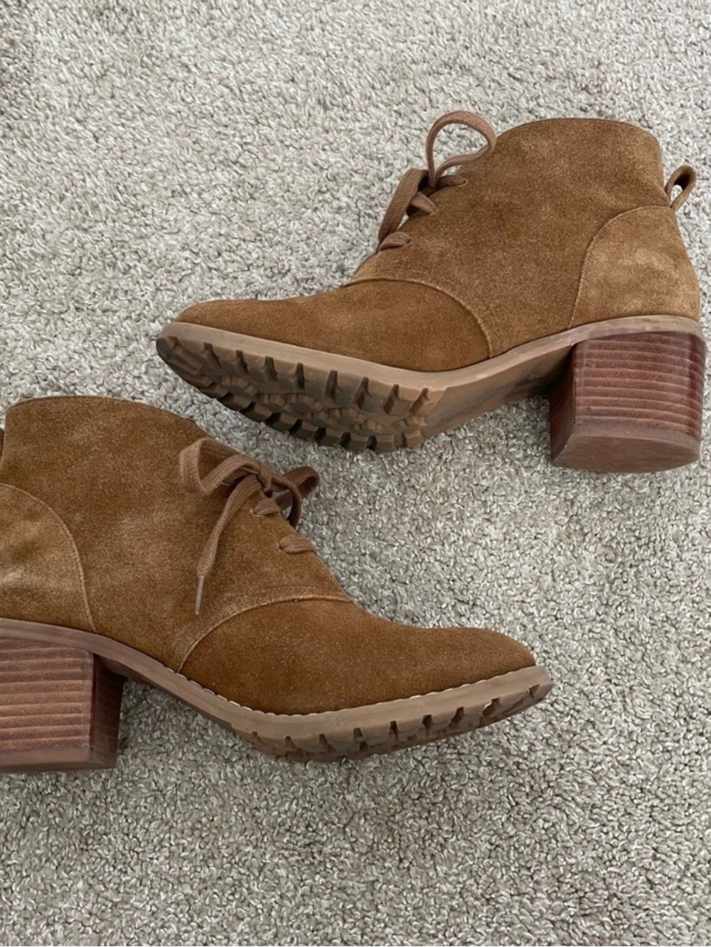 Genuine Suede Lace-Up Ankle Booties